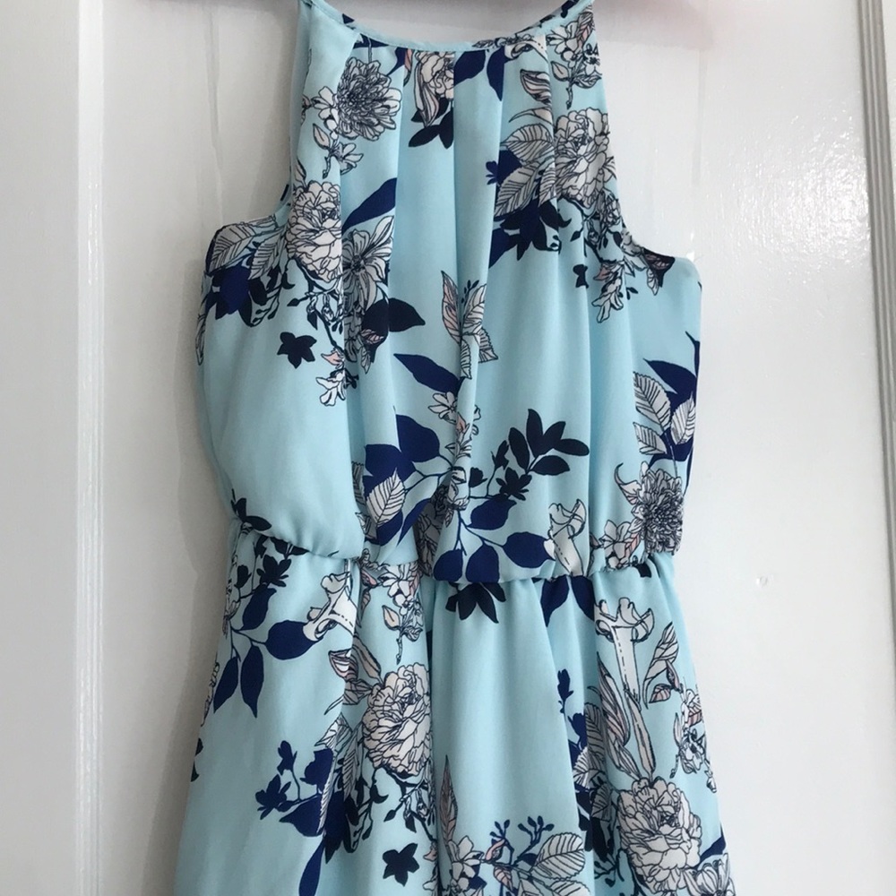 Blue Rain- Gather Floral A-line Dress